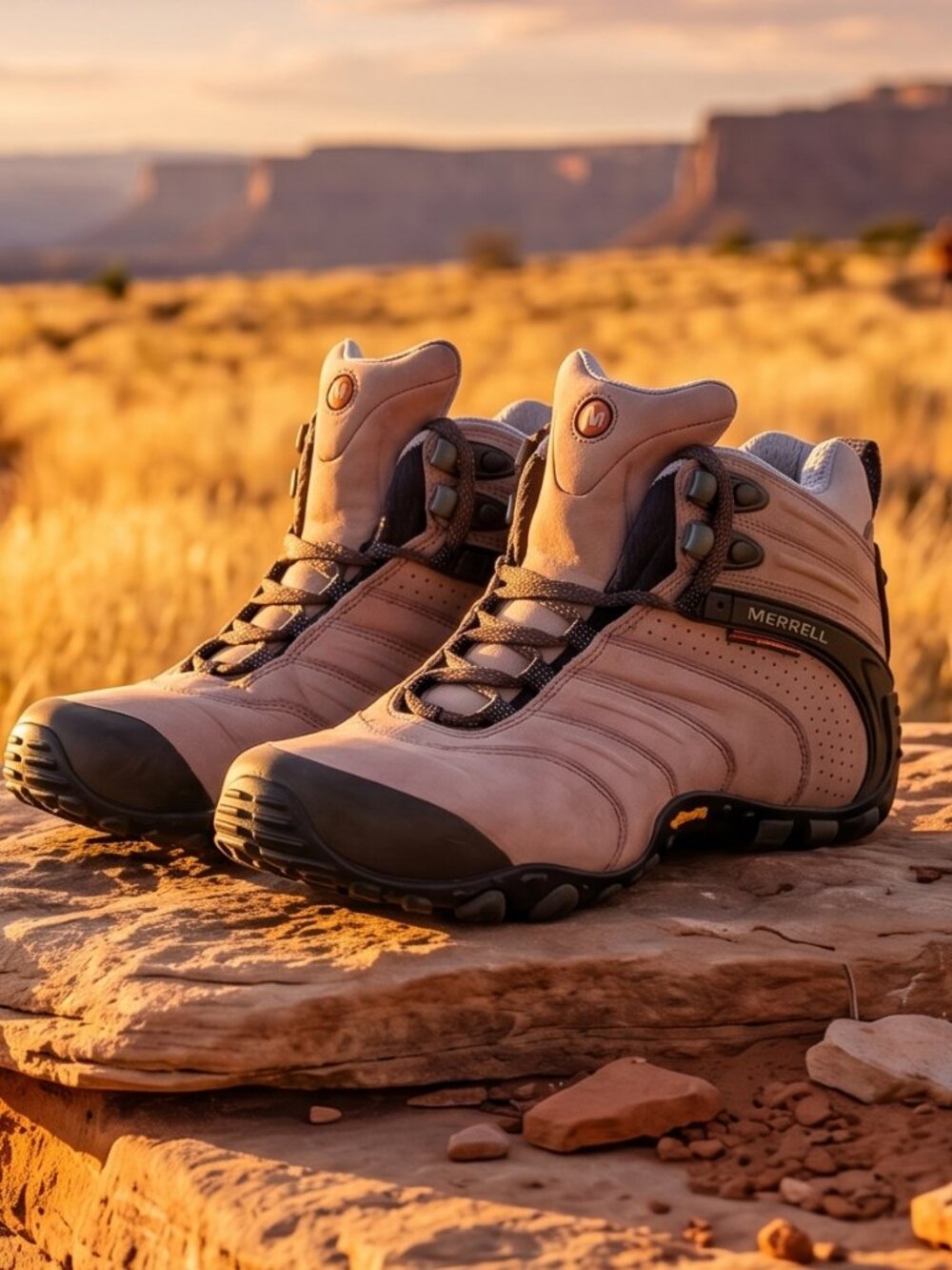 Merrell Womens 8 Chameleon II Waterproof Mid Light Brown Hiking Boots